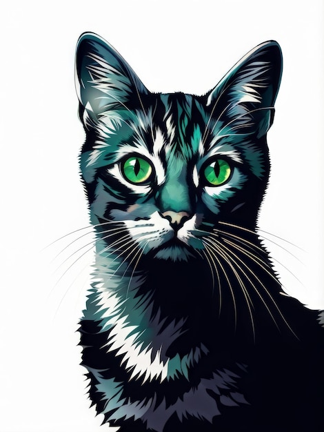 portrait of black cat with white color spots portrait spots