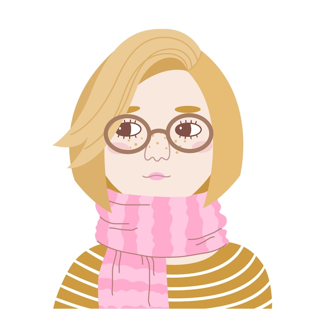 Portrait of a blond girl in glasses