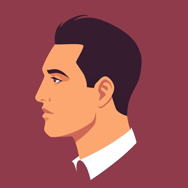 Portrait of brunet man in profile Head of businessman face side view