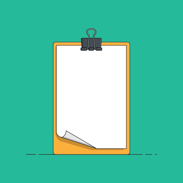 Portrait Clipboard and paper on green background vector Flat Style