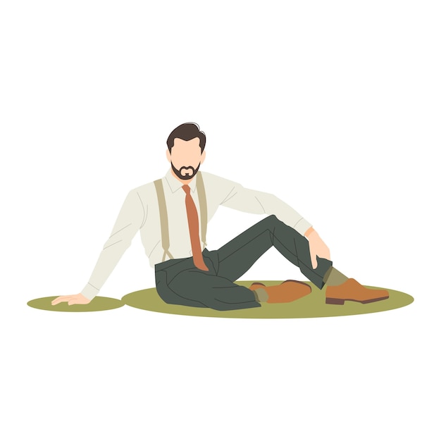 Portrait of confident businessman sitting isolated illustration