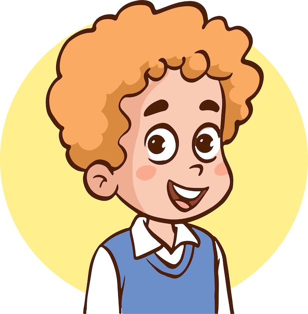 portrait of cute little children cartoon vector illustration