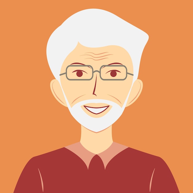 Portrait of an elderly man wearing glasses. Avatar of a grandfather for social media