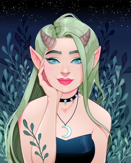 Portrait of a fairy with horns