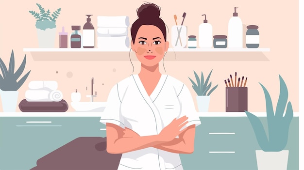 Vector portrait of female massage therapist in medical center