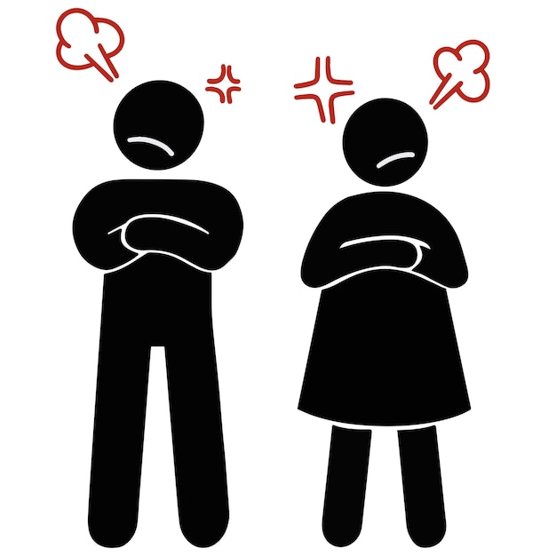 Portrait fighting couple vector icon