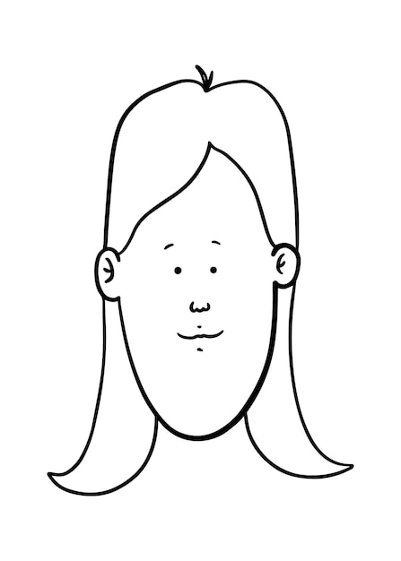 Portrait of a girl with long hair smiling man doodle linear cartoon coloring