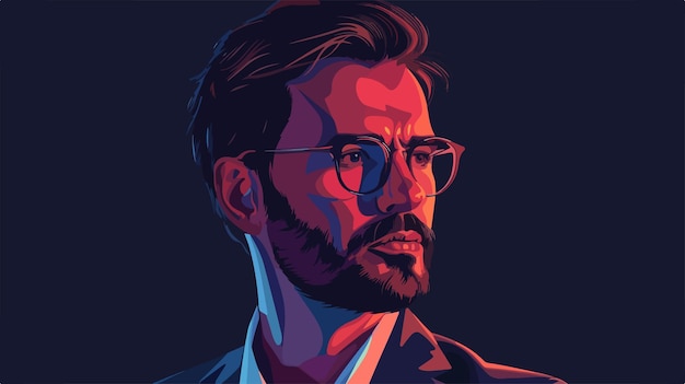 Vector portrait of handsome businessman on dark background