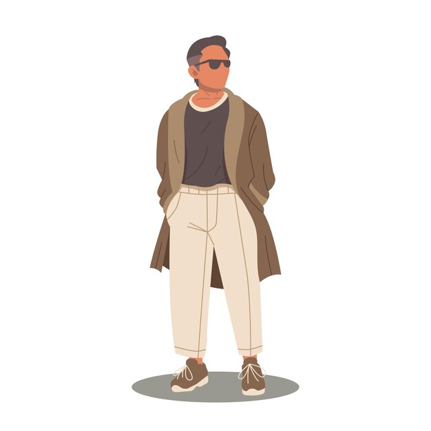 Vector portrait of handsome man in stylish outfits standing vector