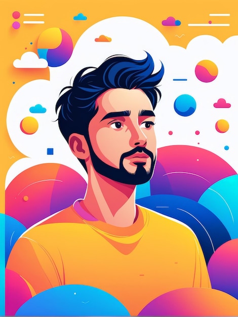 Vector portrait of a handsome young guy with colorful hairstyle vector illustration