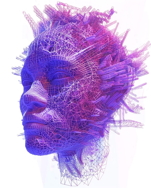 A Portrait of a Human Basemesh in normal Map colours