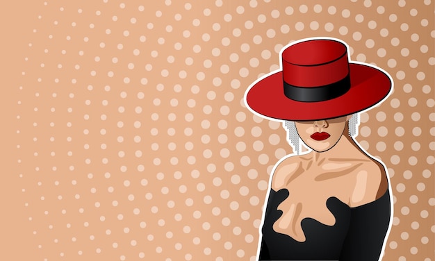 Portrait lady in red hat wallpaper