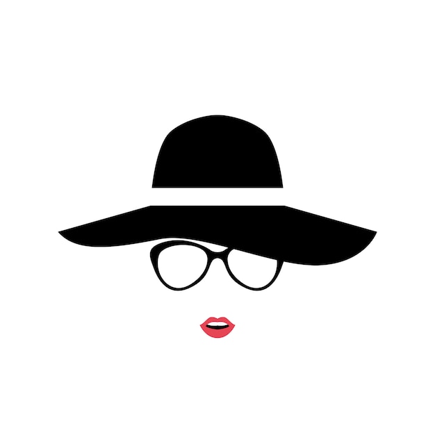 Portrait of Lady in stylish hat and glasses.