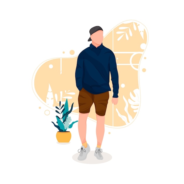 portrait of man posing in stylish outfits flat design concept illustration eps 10