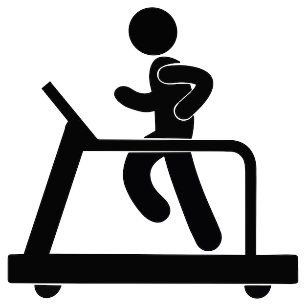 Portrait man running in a treadmill vector