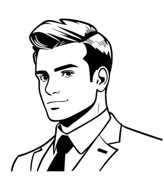 Portrait of a man in a suit line art vector illustration for your projects