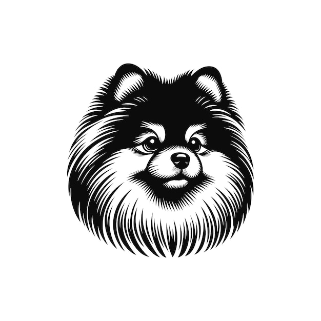 Portrait of a Pomeranian Dog Vector isolated on white background Dog Silhouettes