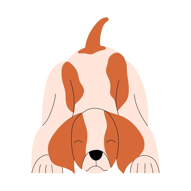 Portrait of a positive beagle playing Vector illustration in flat style