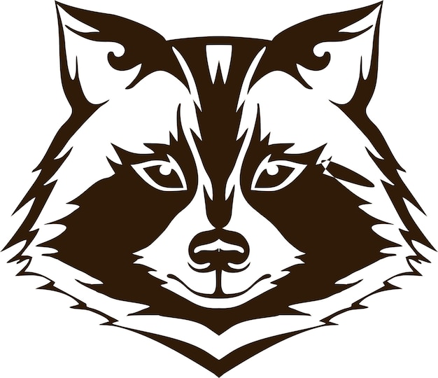 Portrait of a raccoon head Monochrome linear paint drawn raccoon vector illustration Raccoon head logo and icon clip art vector