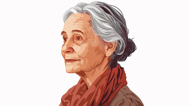 Vector portrait of senior woman on white background