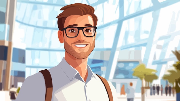 Vector portrait of smiling male entrepreneur looking over