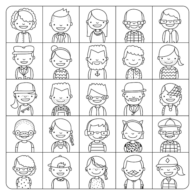 Portrait vector illustration set