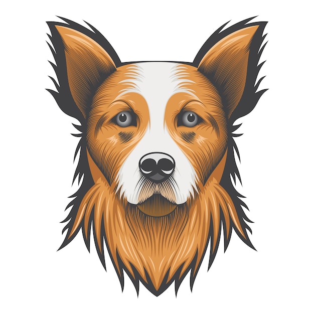 Portrait of a Welsh Corgi Dog - Vector illustration - Dog Face Logo