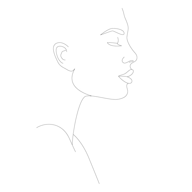 Portrait of a woman in one line The face is one line