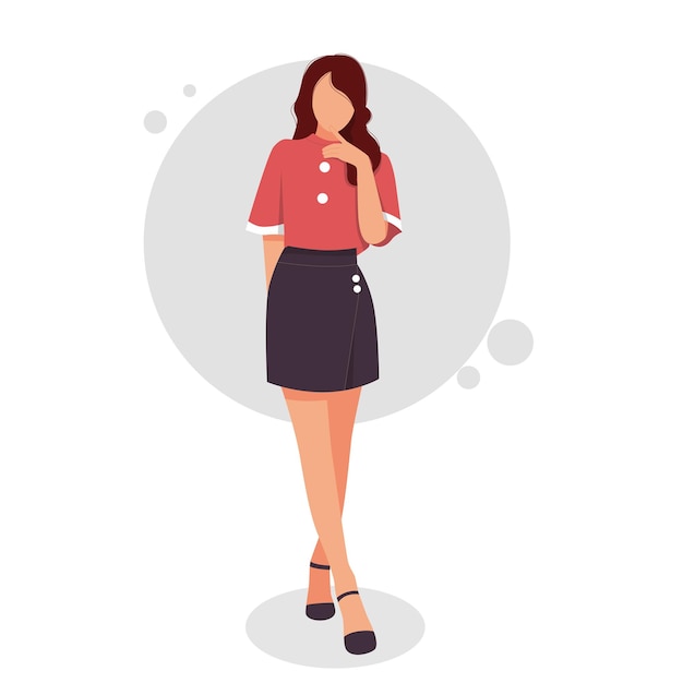 Portrait of a woman posing in stylish outfits illustration