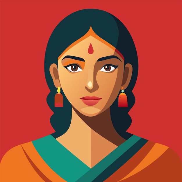 Vector a portrait of a woman with a red background