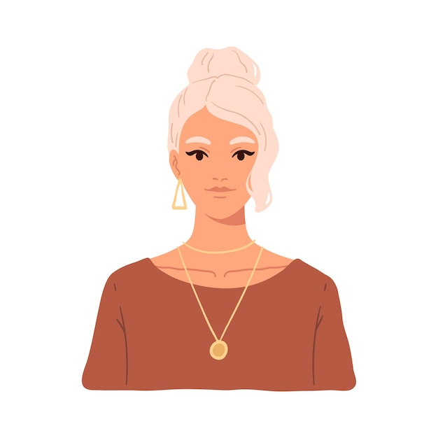 Vector portrait of a young attractive woman in a casual clothes hand drawn illustration