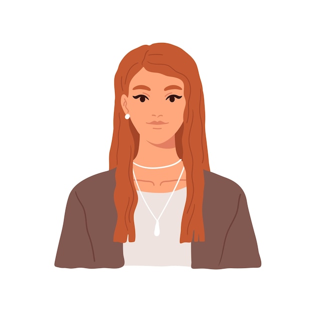 Portrait of a young attractive woman in a casual clothes hand drawn illustration