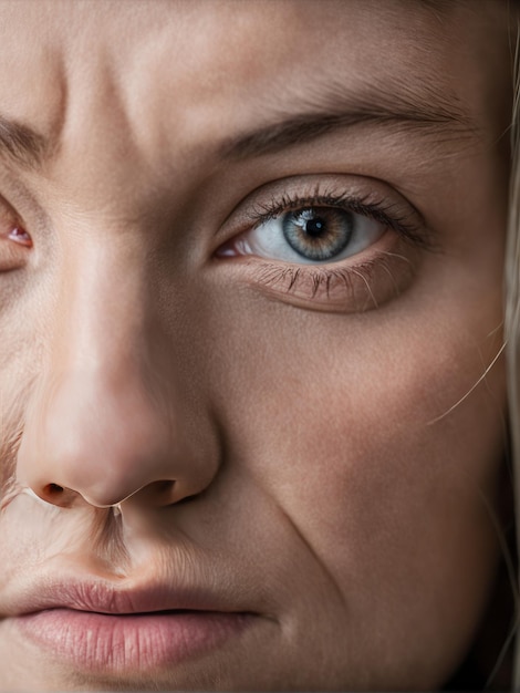 Vector portrait of a young woman with brown eyes eye