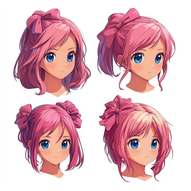 Portraits Cute Girl Anime Cartoon Girl Face Vector