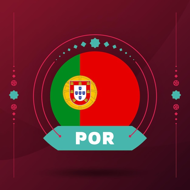 Portugal flag for 2022 football cup tournament isolated National team flag with geometric elements for 2022 soccer or football Vector illustration