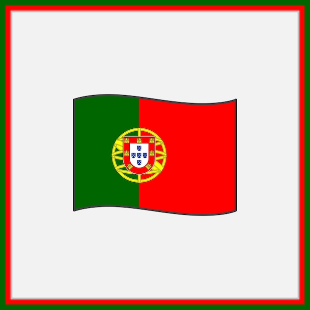 Portugal Flag Cartoon Vector Illustration Flag of Portugal Flat Icon Outline National Portugal Flag