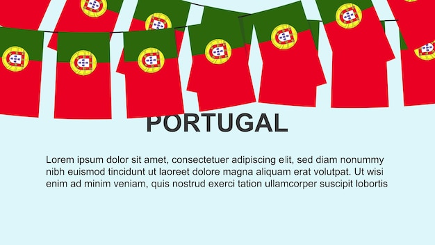 Portugal flags hanging on a rope celebration and greeting concept independence day