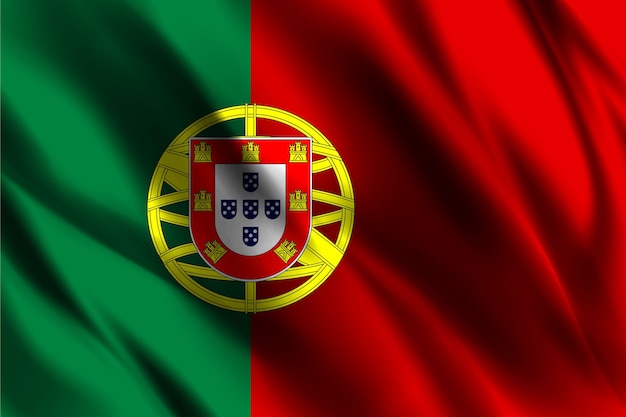 portugal national flag waving silk background