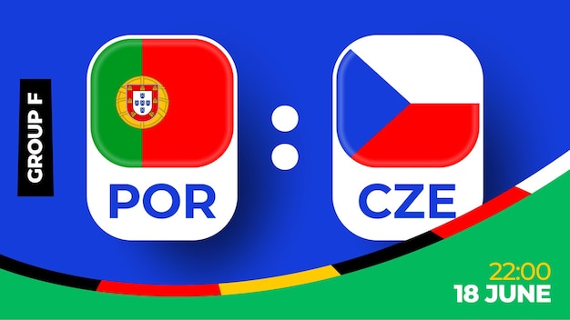 Portugal vs Czechia football 2024 match versus 2024 group stage championship match versus teams intro sport background championship competition