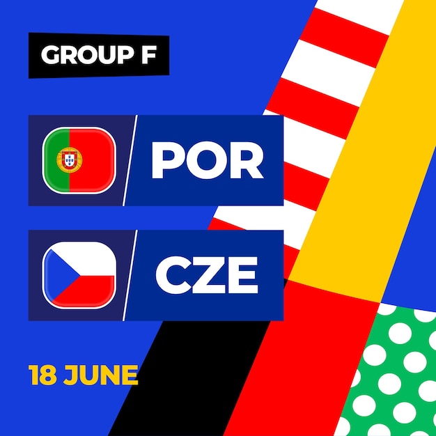 Portugal vs Czechia football 2024 match versus 2024 group stage championship match versus teams intro sport background championship competition