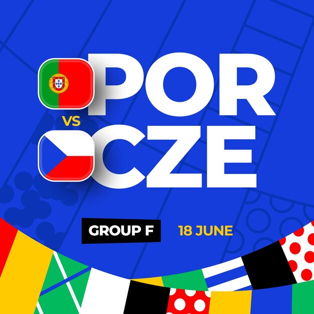 Portugal vs Czechia football 2024 match versus 2024 group stage championship match versus teams intro sport background championship competition