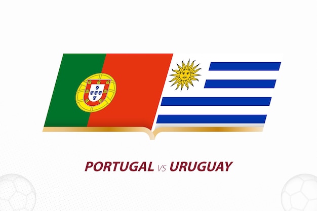 Portugal vs Uruguay in Football Competition Group A Versus icon on Football background