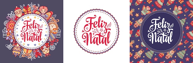 Portuguese Christmas Feliz Natal in Portugal retro lettering poster lettering