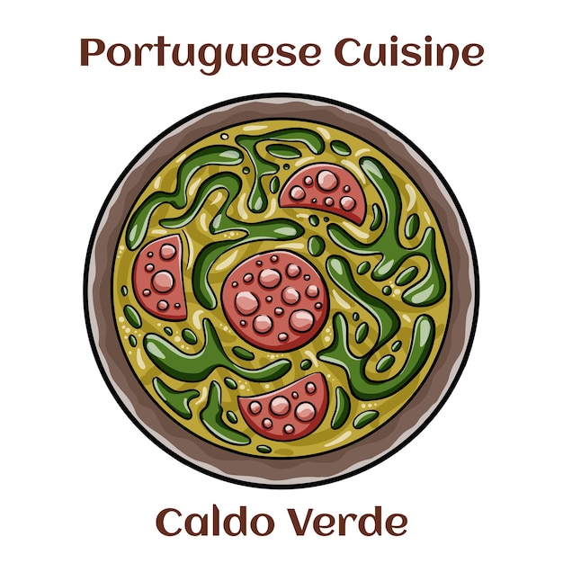 Portuguese style soup called Caldo Verde bread Cabbage oil garlic and chorizo sausage