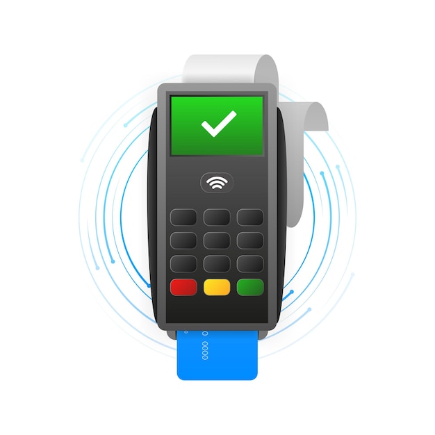 POS Terminal on a white background Approved terminal operation