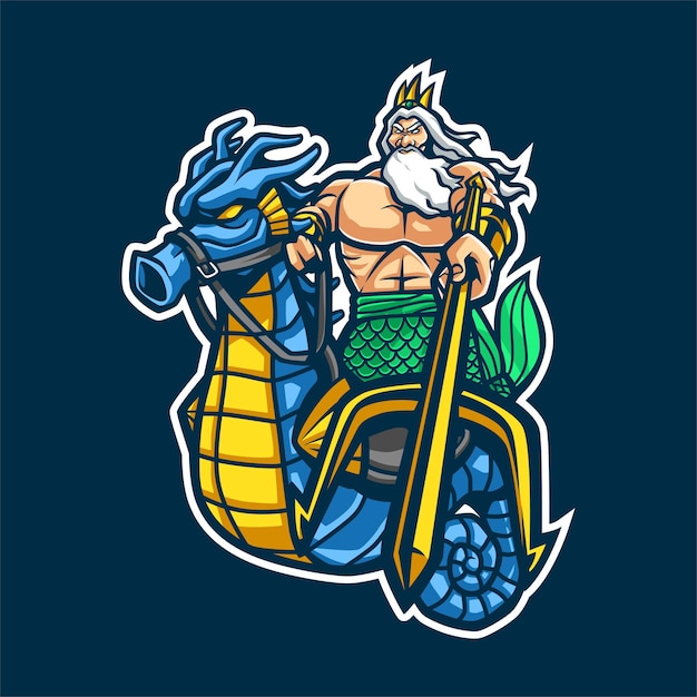 Poseidon Cartoon Mascot for esport