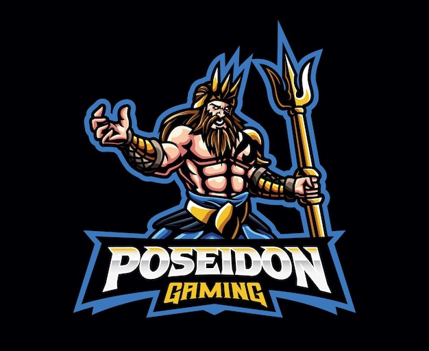 Poseidon god mascot logo design