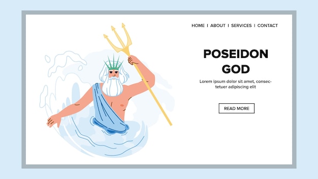 Poseidon god vector