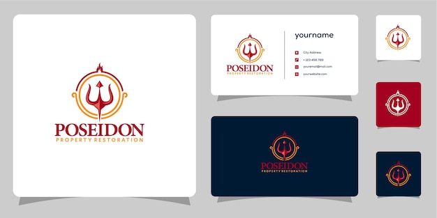 Poseidon Logo designs vector premium