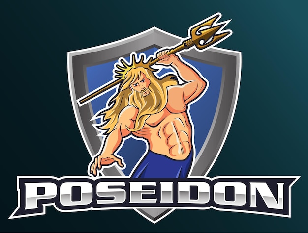 Poseidon mascot logo vector design template